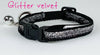 Silver Glitter cat & small dog collar 1/2" wide adjustable handmade bell leash - Petcollarshandmades