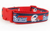 Patriots dog collar handmade adjustable buckle collar football 1" wide or leash Petcollarshandmade