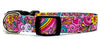 Flowers/Rainbow dog collar handmade adjustable buckle collar 5/8" wide narrow Petcollarshandmade