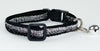 Silver Glitter cat & small dog collar 1/2" wide adjustable handmade bell leash - Petcollarshandmades