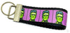 Frankenstein Key Fob Wristlet Keychain 1 1/4"wide Zipper pull Camera strap - Petcollarshandmades