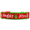 Naughty or Nice Christmas dog collar handmade adjustable buckle 1" or 1/2"wide Petcollarshandmade