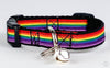 Rainbow Pride cat or small dog collar 1/2"wide adjustable handmade bell or leash Petcollarshandmade