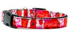 Coca Cola Dog collar handmade adjustable buckle collar 5/8" wide leash fabric Petcollarshandmade