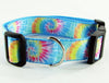 Tie Dye dog collar handmade adjustable buckle collar 1" wide or leash Petcollarshandmade