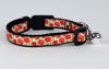 Poppies cat or small dog collar 1/2" wide adjustable handmade bell or leash Petcollarshandmade