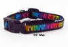 Rainbow Animal print cat or small dog collar 1/2" wide adjustable handmade bell Petcollarshandmade